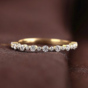 Lab Grown Diamond Wedding Band: 14k Gold Shared Prong Eternity Ring