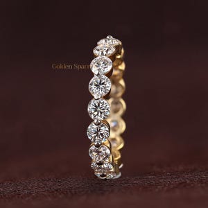 Lab Grown Diamond Eternity Band: 18k Gold Shared Prong Wedding Ring