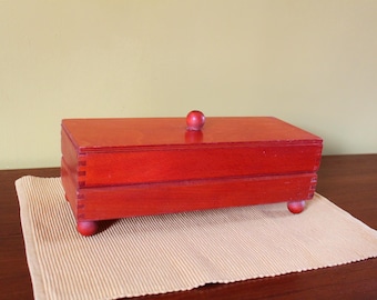 Pudełko na biżuterię z drewna vintage Ikea
