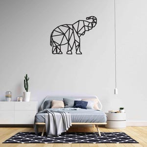 Geometric Elephant Wall Art – Laser Cut Wooden Animal Sign for Nursery or Living Room Decor