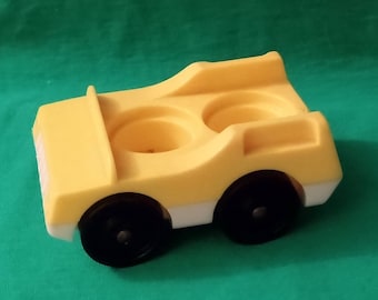 1970/80s Fisher-Price Play Family Little People 2-Seater Yellow/White Car