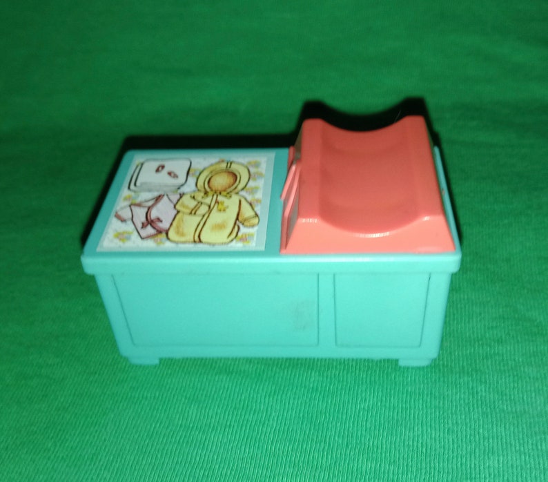1970s Fisher-Price Little People Nursery Furniture Assortment Blue Changing Table PINK