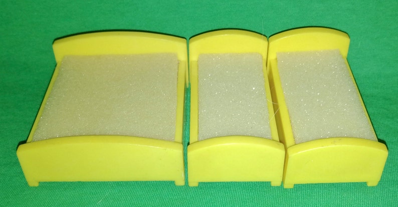 1970s Fisher-Price Play Family Little People Beds with Replacement Foam Yellow All 3 beds