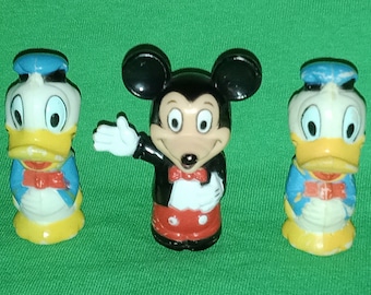 Vintage Walt Disney Productions Mickey and Donald Duck Mini Figures Hole on bottom