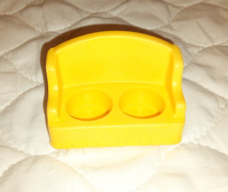 1970s Fisher-Price Play Family Little People Couch Sofa and Coffee Table 909, 952, 2551 Sofa Mustard