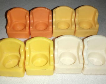 1970s Fisher-Price Play Family Little People #909, #952 Tudor House Sofa Chairs, Assorted Colors