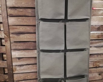 Waterproof Canvas Ten Pocket Organizer: Hanging Storage Bag