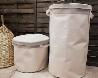 Cesto de ropa sucia de lona: cesta ecológica para juguetes, cesta para guardería con tapa