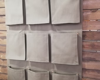 Canvas Hanging twelve Pocket Organizer: Nursery Storage Bag, Eco-Friendly Cotton