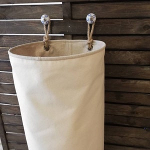 Unbleached Hanging Storage, Canvas Laundry Hamper , Eco Friendly Toys Organizer, Laundry Basket, Lined Canvas Organizer, zero waste