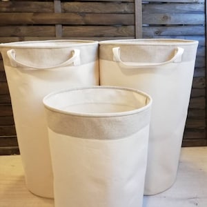 Cotton duck unbleached canvas laundry hamper , eco friendly organizer,  canvas organizer, Toy Storage 3 bushel , zero waste hamper