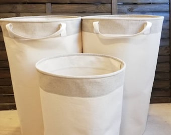 3 schepel Katoenen eend ongebleekte canvas wasmand, milieuvriendelijke organisator, canvas organisator, speelgoedopslag, nul afvalmand