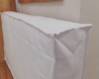 Custom Box Cushion Cover: White Cotton Canvas, Zippered Replacement Seat