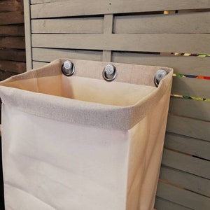 Storage with large brass eyelets, Unbleached Hanging Storage, Eco Friendly Toys Organizer, Basket, Canvas laundry Organizer, zero waste