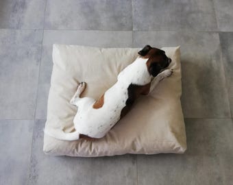 Linen Dog Bed Cover, Waterproof Durable Canvas, Custom Zippered Duvet