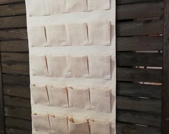 Wall Santa Advent Calendar: Cotton Canvas Hanging Xmas Organizer