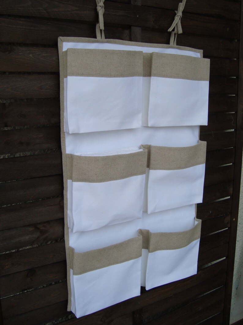 Caddy White Organizer Canvas Crib Storage Linen Nursery Etsy