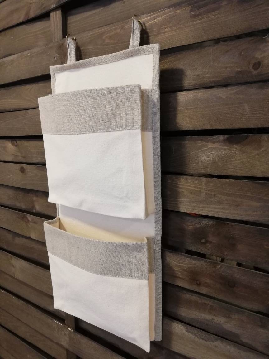 2 Pockets Organizer, Canvas  Storage, Caravan Organizer,  Storage Bag, Nursery Accessory, Hanging  Storage, zero waste