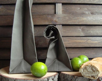Set of 2 waterproof canvas lunch bag, reusable lunch bag, eco-friendly bag, waterproof homemade lunch bag, Zero Waste bag