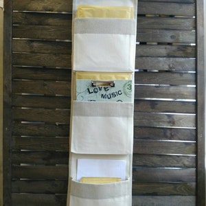 Canvas Clipboard Organizer: Hanging Linen Office Storage (11x40.5&quot;)