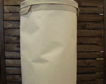 Paquete de 3 cestos para ropa sucia de lona sin blanquear: almacenamiento ecológico para juguetes con tapa, 24 pulgadas de alto
