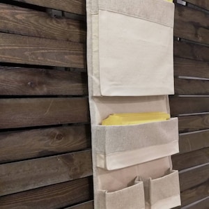 Organizzatore per posta, contenitore in tela, organizzatore per ufficio in lino, borsa per ufficio, accessorio per ufficio, contenitore sospeso, organizzatore a zero sprechi
