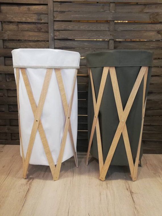 Foldable Laundry Basket Plywood Basket Eco Friendly Cotton 