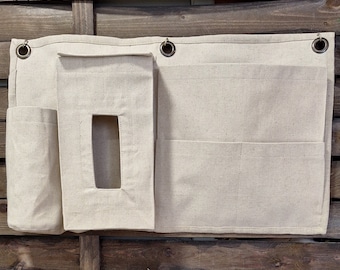 RV Bedside Caddy: Canvas Hanging Storage Organizer with Drink Holder