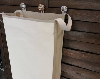 Canvas Laundry Hamper ,Unbleached Hanging Storage, Eco Friendly Toys Organizer, Laundry Basket, Cotton Canvas Organizer, zero waste