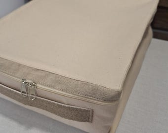 A4 Cotton Canvas Storage Bag: Linen Detail and zipper, Zero Waste