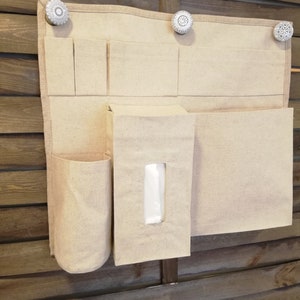 RV Bedside Organizer, Canvas Aufbewahrungstasche, Flaschenhalter, Taschentücherbox Halter, iPad Aufbewahrung, Getränkehalter