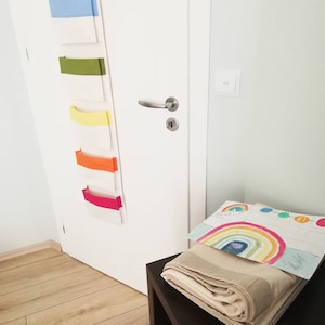 Seven pockets organizer, canvas  storage, multicolor nursery organizer, girl storage bag, fabric organizer, hanging  storage