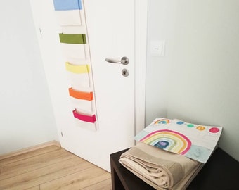 Seven-Pocket Canvas Hanging Organizer: Rainbow Nursery Storage