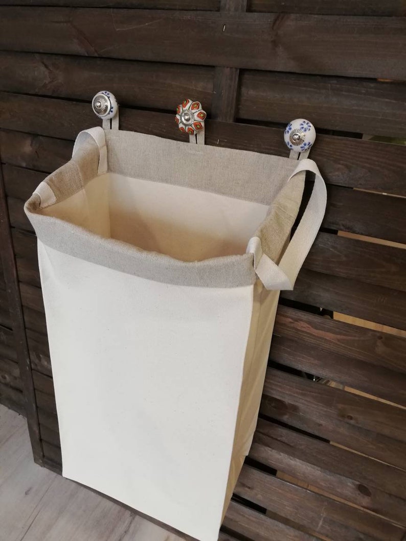 Canvas Laundry Hamper ,Unbleached Hanging Storage, Eco Friendly Toys Organizer, Laundry Basket, Cotton Canvas Organizer, zero waste image 2