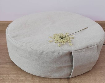 Zafu Cover, Round Pillow Case, Yoga Linen Cotton Case, Meditation Cushion Cover, undyed cover, Zen Meditation, Round Pillow Cover