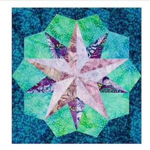 10 pointed star paper pieced block  PDF Pattern