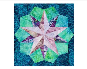 10 pointed star paper pieced block  PDF Pattern