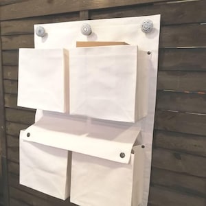 Tiefe Vier Taschen Organizer, Canvas Lagerung, Stoff Organizer, Aufbewahrungstasche, Kinderzimmer Accessoire, Hängende Lagerung, organisieren, declutter