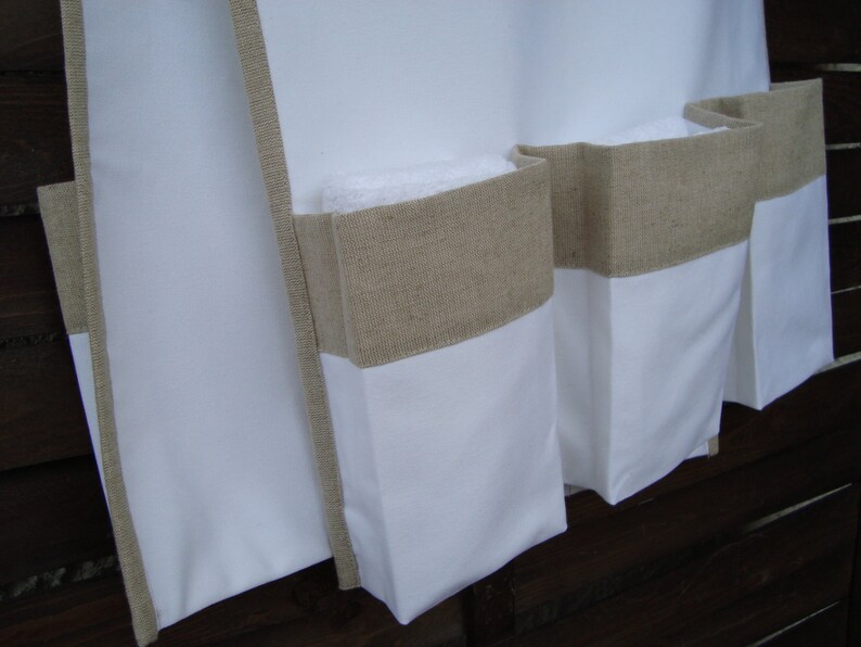 Canvas white changing table runner caddy organizer linen Etsy