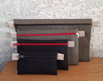 Waterproof Set of 4 zippered organizers for keys, phone, medicine