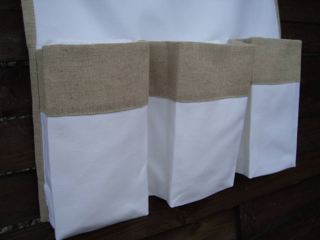 Canvas White Changing Table Runner, Caddy Organizer, Linen Nursery