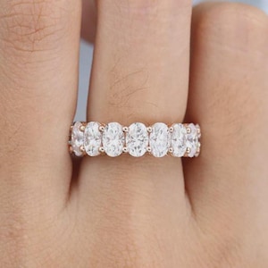 Oval Lab Grown Diamond Wedding Band, Full Eternity Stacking Ring