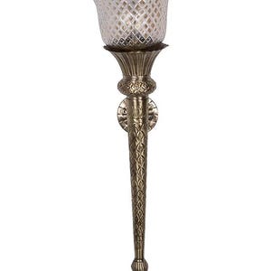 Brass Cone Mashal Wall Light with Diamond Cut Glass Shade | Vintage Torch Style Sconce for Home & Décor | Wall Sconce |