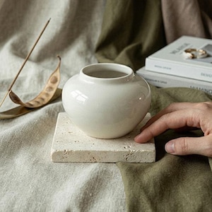 Handgjord koreansk månkrukasvas | Traditionell Baekja-keramik | Minimalistisk Wabi-Sabi-heminredning