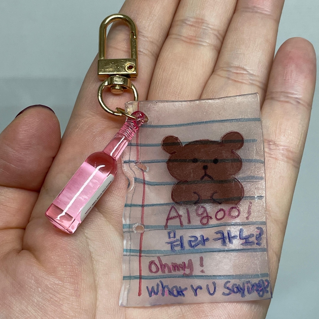 Key Ring Note Cute Korean Dialect Keychain | Note-style Shrink Plastic Charm | Funny ...