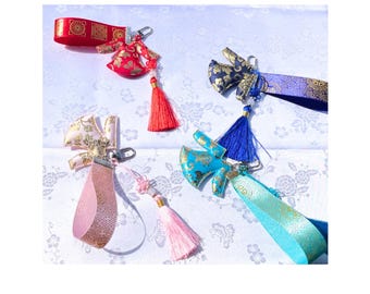 Handmade Korean Hanbok Keychain with Traditional Tassel & Ribbon | Mini Jeogori Charm | Cultural Gift from Korea