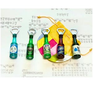 koreanisches Soju & Bierflaschenöffner-Set | Jinro, Terra, Makgeolli, Cass, Chamisul | Spaß Bar Geschenk | K-Drink Sammlerstück