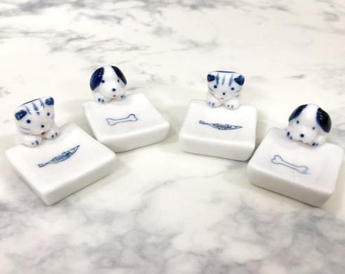 Adorable Animal Chopstick Rest Set of 4 - Cute Ceramic Utensil Holders from Korea