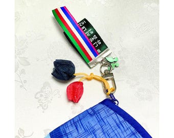 Handmade Korean Hangul Keychain – Hunminjeongeum Green Ribbon with Saekdong Accent | Korean Cultural Gift