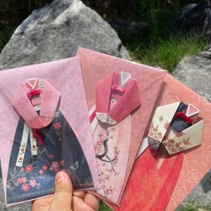 Korean Hanbok Card - Korean Traditional Styles / Korea gifts / Korea lovers / Korea culture / Korea Traditional clothes / Card / Letters